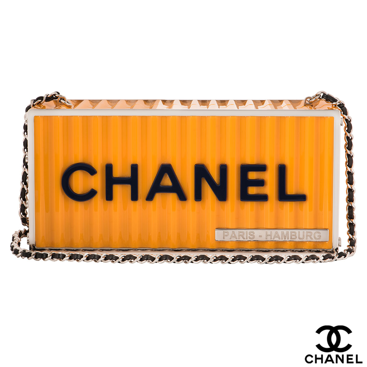 Chanel Paris-Hamburg Yellow Lucite Shipping Container Clutch Bag